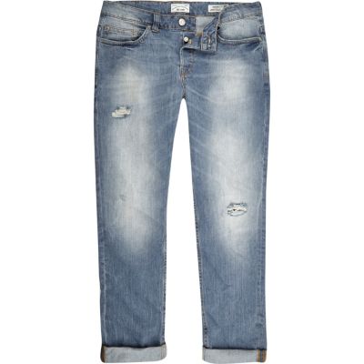 Mid wash Only & Sons ripped jeans